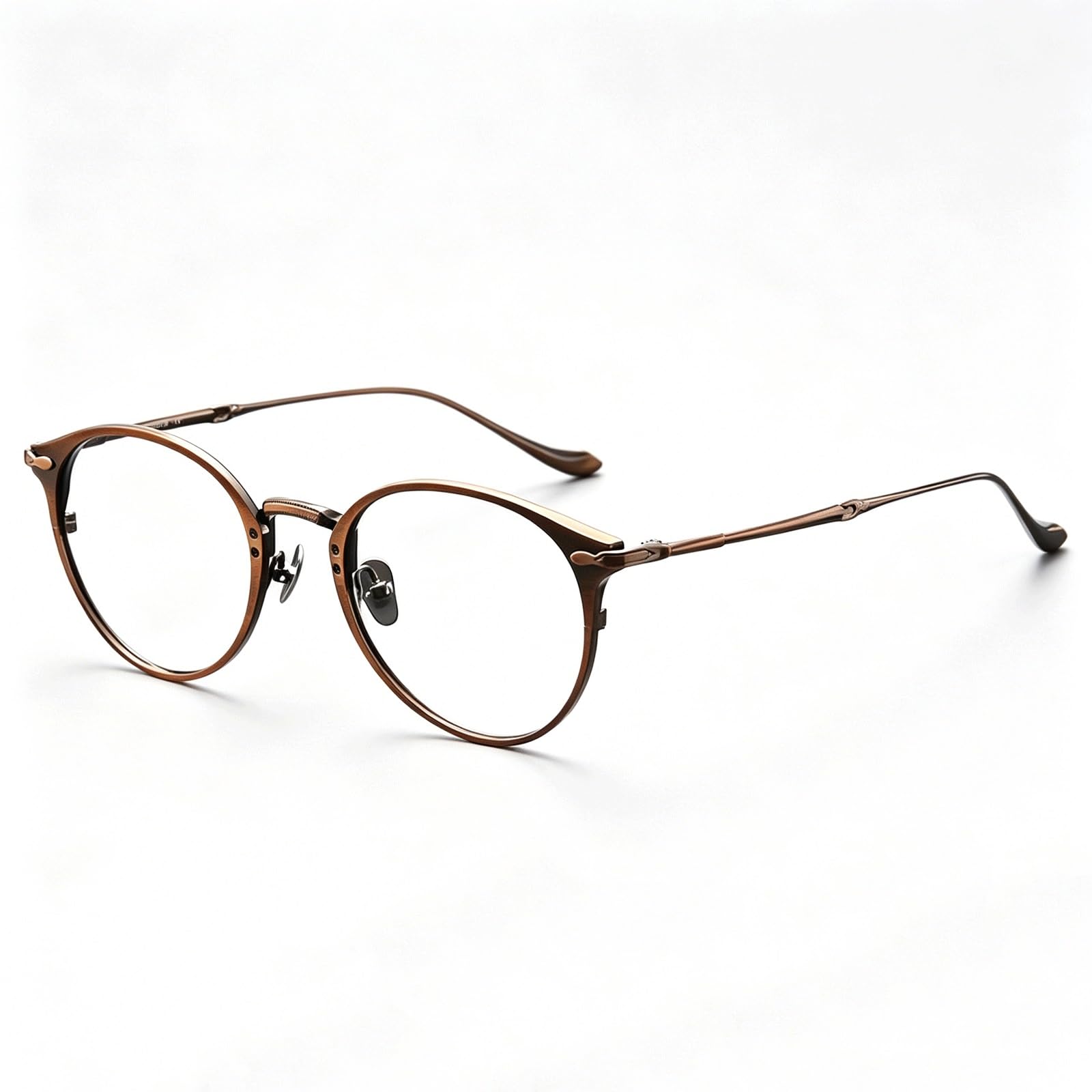 KLJUddGY Men's Eyewear Frames Reading Glasses Full Rim Spectacles for Computer Non Prescription Eyeglasses Titanium Glasses Carved Design(Bronze)
