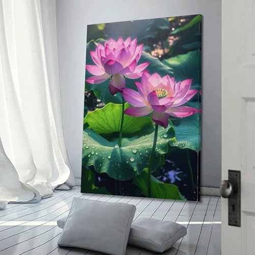 Affiche fleur de lotus sur toile d'art moderne 50 x 75 cm