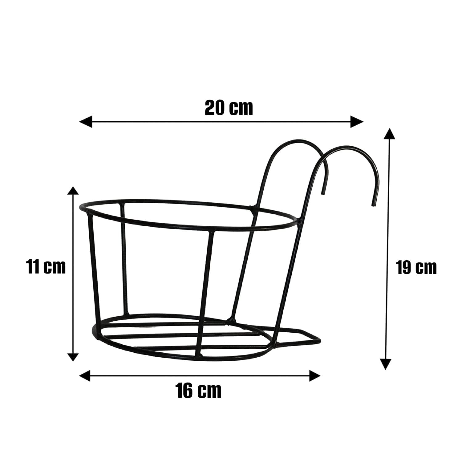 Metal Plant Stand - Black Hanging Railing Pot Holder -2