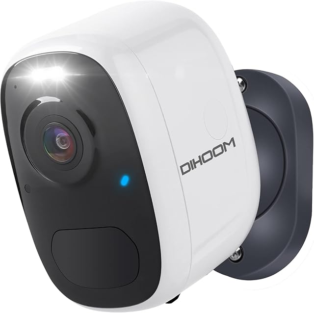 DIHOOM 2K Security Camera Outdoor Wireless Battery Operated, 4MP Wireless CCTV Camera with Spotlight, WiFi Camera Outdoor with Color Night Vision, Human Motion Detection, 2 Way Audio, IP65 Waterproof