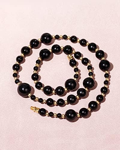 Jewboo Tiger Eye Black Obsidian Beaded Strand Necklaces for Women Men Necklace Reiki Healing Crystals and Gemstone Beaded Necklace Natural Stone Unisex Jewelry Gifts