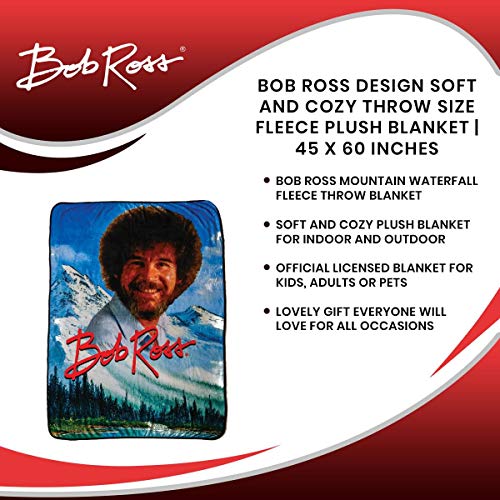 Bob Ross Design Soft Throw Size Fleece Plush Blanket - Fluffy, Warm, Fuzzy & Cozy – 100% Silk-Feel Polyester Perfect For Outdoor Or Indoor Bed, Sofa Or Couch While Watching Tv/Movies - 45 X 60 Inches #TOP6