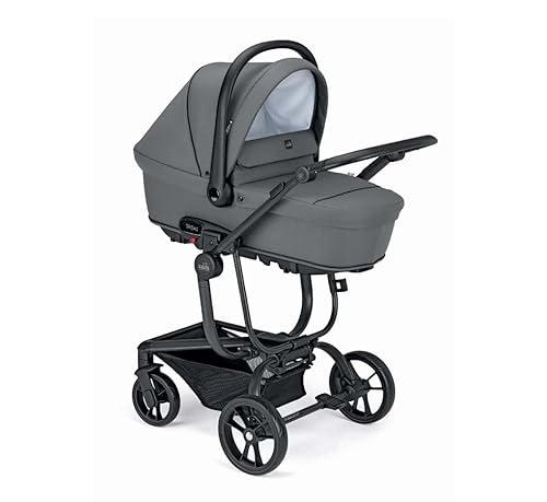 CAM Taski Sport Kinderwagen 3-in-1 Kombikinderwagen mit Babywanne & Babyschale Anthrazit (ECE R129), leicht, kompakt, klappbar, umkehrbarer Sitz, Federung, bis 22 kg, Zubehör inkl