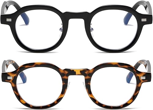 Miniatura 3 de JOVAKIT Gafas redondas de bloqueo de luz azul para mujeres y hombres, estilo retro vintage, gafas de computadora sin receta