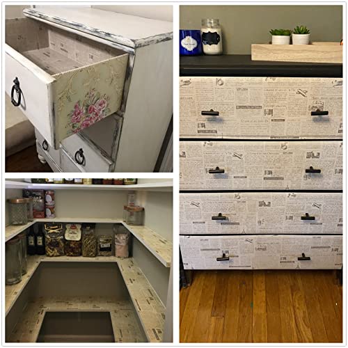 Tanone Beige Newspaper Wallpaper 17.7 X 6.5Ft Self Adhesive Vintage Black Locker Wallpaper Peel And Stick Wallpaper For Countertops Cabinets Sticker Decorative Furniture #TOP2