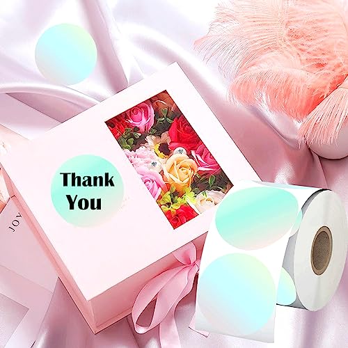 Direct Thermal Labels Stickers Round Watercolor Small Business Thermal Stickers 3 Inch Multi-Purpose Thermal Sticker Labels Inventory, Color Coding, Address, Name Tag 250 Pcs/Roll (Green Round) #TOP5