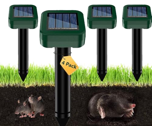 Solar Maulwurfschreck, Maulwurf vertreiber,Um wühlmäuse zu vertreiben 4 Stück,Ultraschall Maulwurfschreck für Vertreiben Wühlmäuse,wühlmäuse...