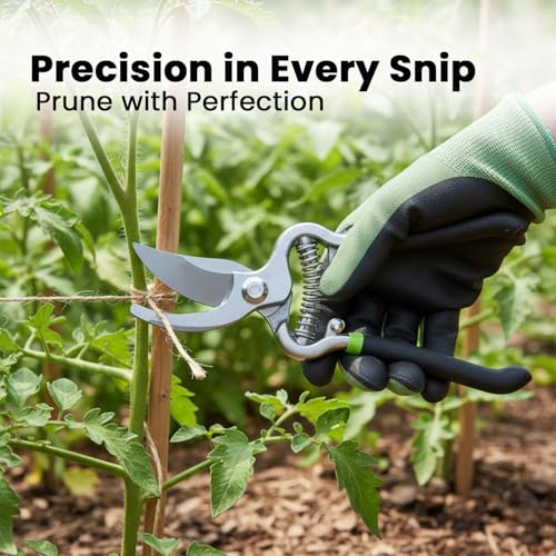 Image of OUTO Bypass Pruning 10 inch Shears with Heavy Duty Carbon Steel Cutter Sharp Blade Grip Handle Safety Lock Trimmer Plant Clipper Tool Gardening Scissors for Home Garden Lawn Backyard-Black