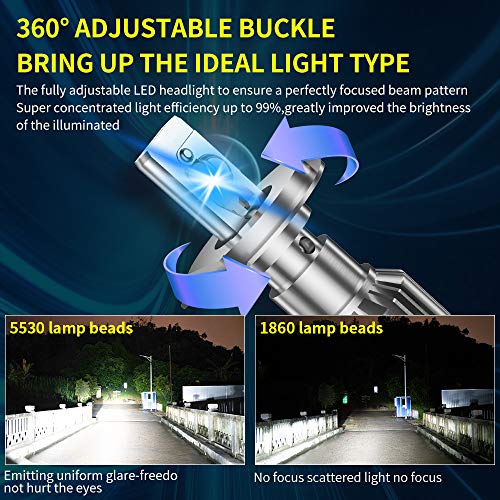 Bombillas LED H4 de alta potencia 10600 lúmenes con chips 5530 y haz regulable para coche 4