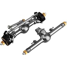SCX24 +4mm Planet Front Rear Axles with 3-Section CVD Joint Shafts & Brass Steering Knuckles for 1/24 Axial SCX24 Upgrade Gray