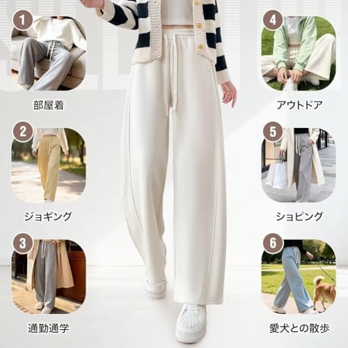 Sillictor 裏起毛 ロングパンツ レディース ワイドパンツ スラックス 厚手 ズボン ガチョウパンツ の商品画像 6