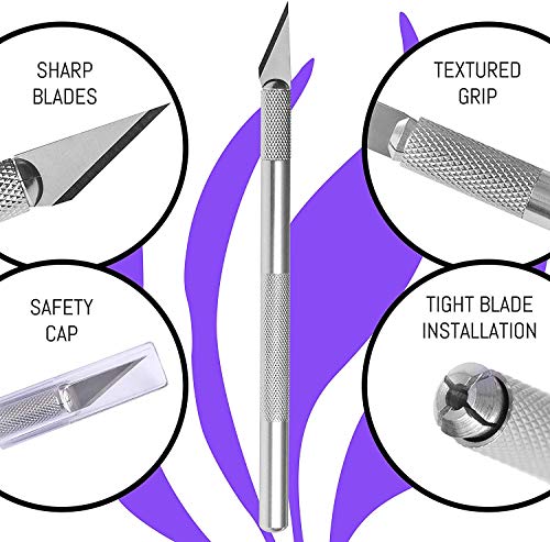Wa Portman Precision Craft Knife & Cutting Mat Set With 2-Sided 12X18 Inch Self-Healing Craft Cutting Mat & 2 Precision Knives With 50 Extra Hobby Knife Blades - Hobby Mat With Craft Knife Set #TOP3