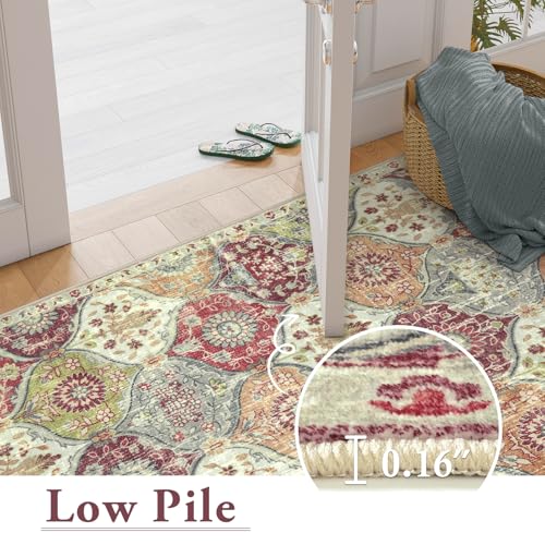 Lahome Washable Entryway Rug, 2x4 Kitchen Rugs for Entryway Bathroom, Non-Slip Indoor Door Mat Ultra-Thin, Small Oriental Throw Carpet for Bedroom Entry, Orange/Terracotta by Lahome - Image 5
