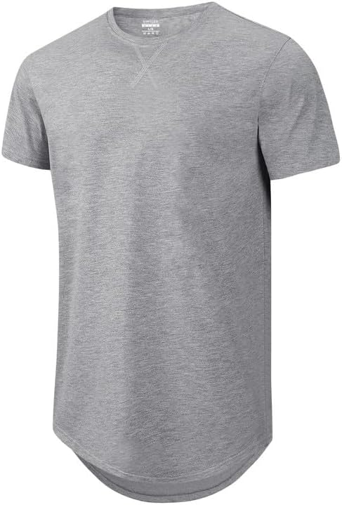 Mens 3 Pack Cotton Hipster Longline T Shirts Curved Hem Plain Hip Hop Short Sleeve Tee Fitted Casual Drop Cuts Crewneck - Image 5