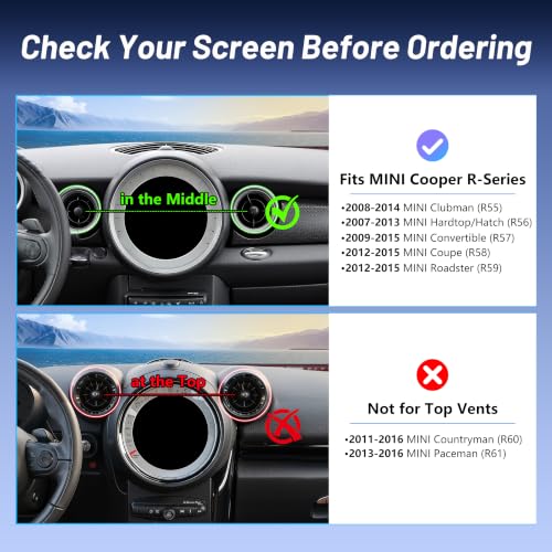 Image of Phone Mount for BMW Mini Cooper (2007-2013 R56, 08-14 R55, 09-15 R57, 12-15 R58 /R59), Magnetic iPhone Holder, Magsafe Car Mount Charger, 15W Wireless Car Charger, Hands Free & 360, Car Accessories