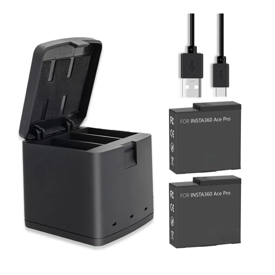 2 Pack 1800mAh Replacement Insta 360 Ace Pro Battery with Triple Slot USB Fast Charger Hub Compatible with Insta360 Ace Pro Accessories Camera-image-4