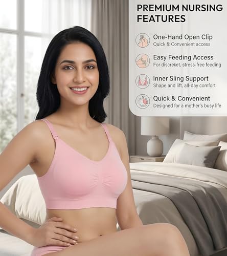 Image of DClub Comfort Revolution Seamless Bra -Easy lite Full-Coverage Wireless Everyday Bra with Soft Comfort with Removable Pad.