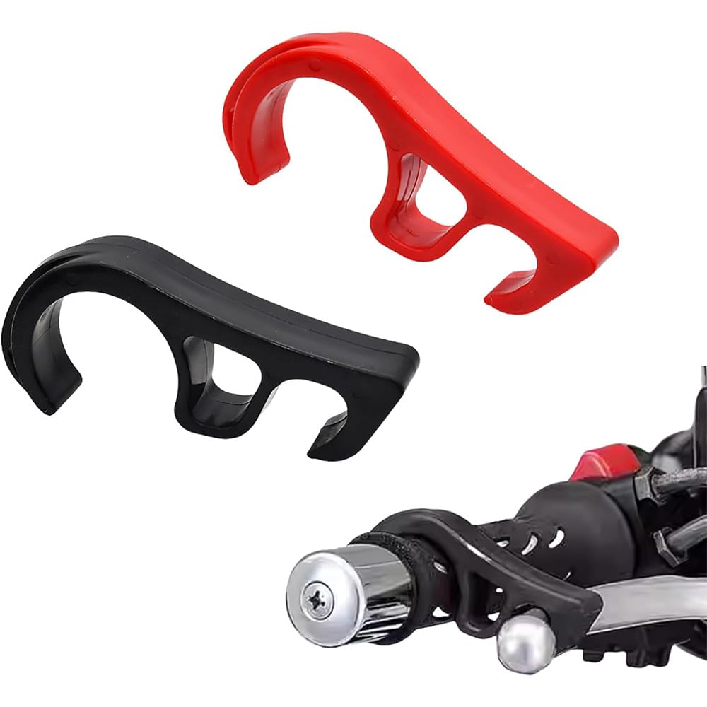 バイク用 ブレーキロック パーキングブレーキレバー 汎用 フロントブレーキロック 簡易パーキング 坂道 転倒防止 メンテナンス 補助 駐車補佐 ブレーキストッパー 簡易ブレーキホルダー 駐車また坂道などで利用可能(2パック レッド*1 ブラック*1)