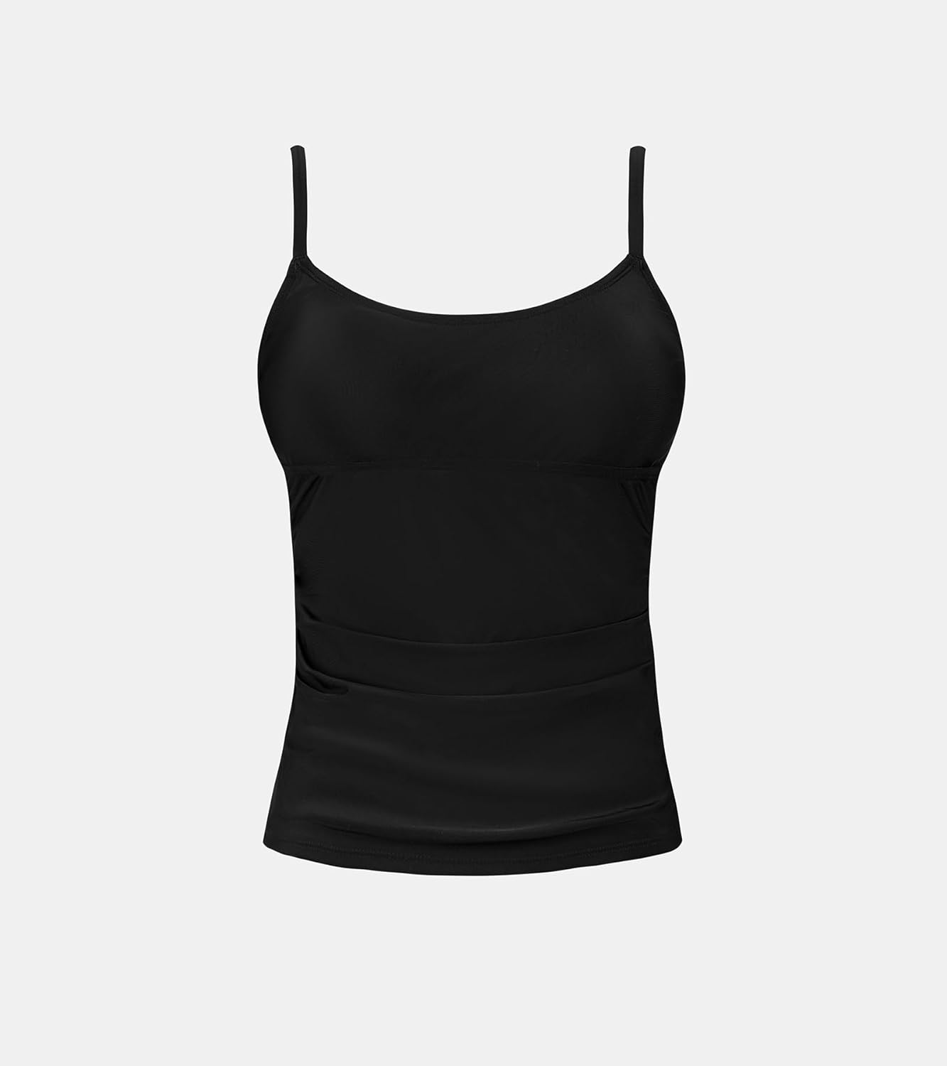 CUPSHE Women's Tankini Top Scoop Neck Swimsuit Tummy Control Swimwear Top Only Ruched Bathing Suit Top