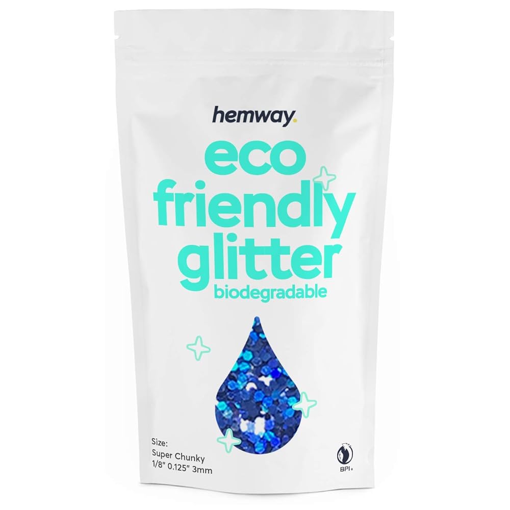Hemway Eco Friendly Biodegradable Glitter 100g / 3.5oz Bio Cosmetic Safe Sparkle Vegan for Face, Eyeshadow, Body, Hair, Nail and Festival - Super Chunky (1/8 0.125 3mm) - Sapphire Blue Holographic