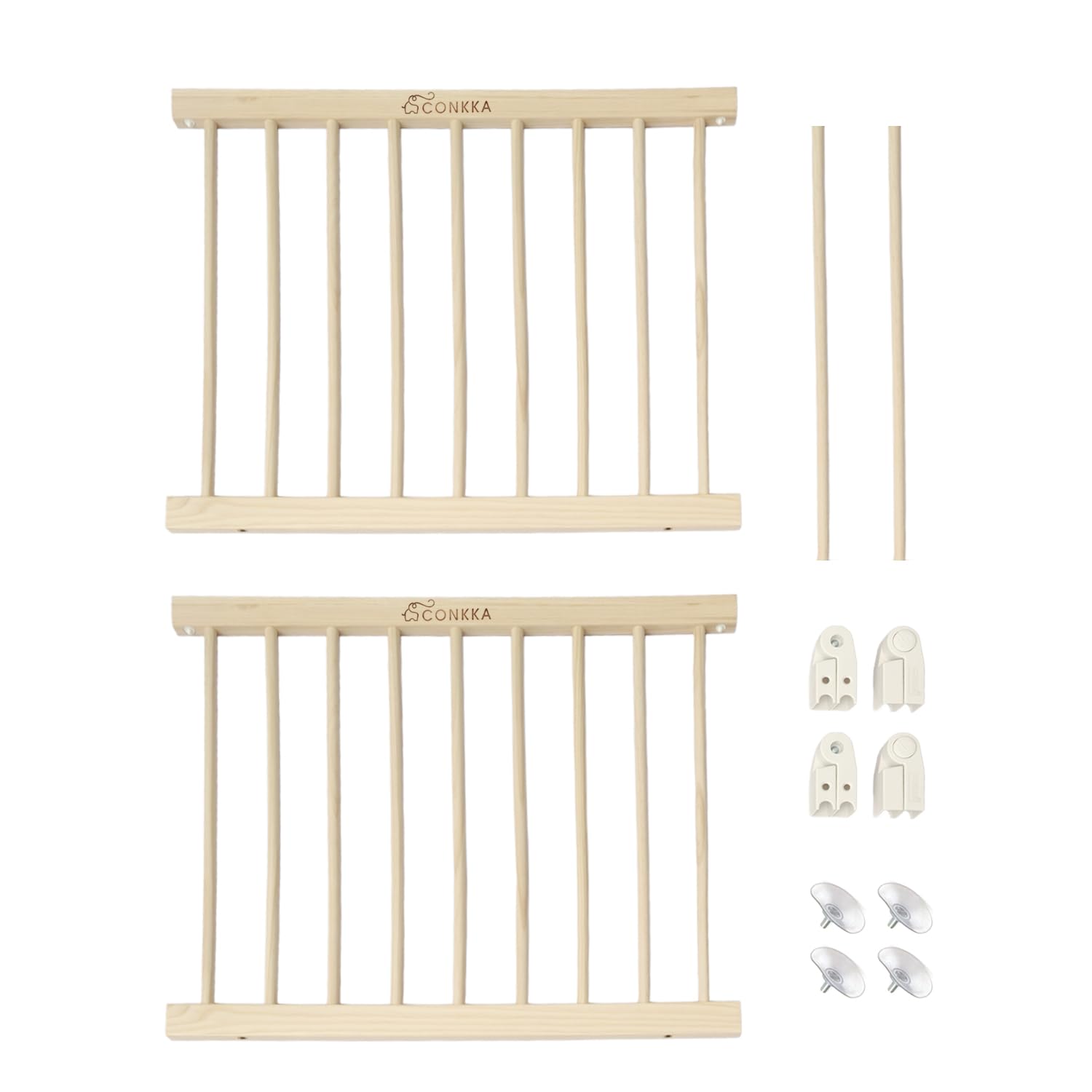 2 Panels 25" Tall Wood Gate for Extra Large CONKKA Playpen - Extra Expandable Accessory Additional Parts of Foldable Play Pen