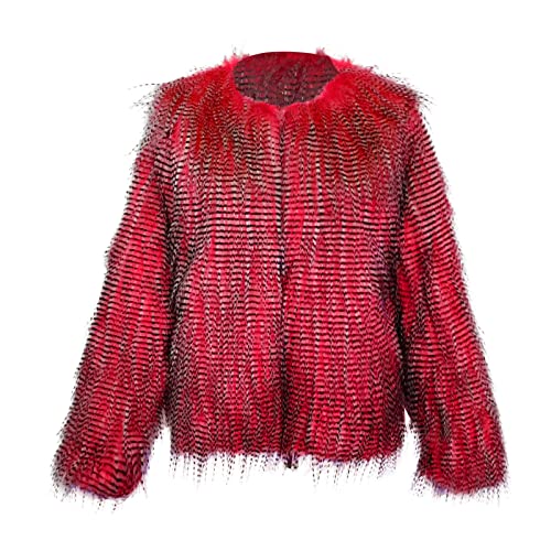 Cotecram Winter Clothes For Women Plus Size Long Sleeve Fluffy Faux Fur Warm Coat Puffer Formal Shaggy Evening Coat Short Open Front Fuzzy Cardigan Fashion Shawl Outerwear(E Red,Xx-Large) #TOP4