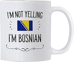Casitika Bosnia Pride Souvenir and Gifts. I'm Not Yelling I'm Bosnian.11 Ounce Coffee Mug. Gift Idea for Proud Wife, Husband, Friend or Coworker Featuring the Country Flag.