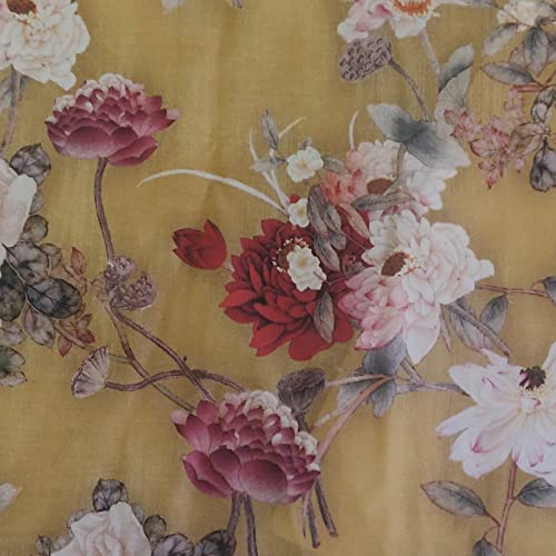 Tissu en coton ocre C8294 avec impression numérique haute définition de 145 cm