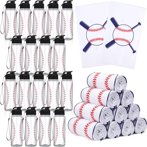 Reallnaive 36 Pcs Soccer Water Bottle Cooling Towel Set, Baseball