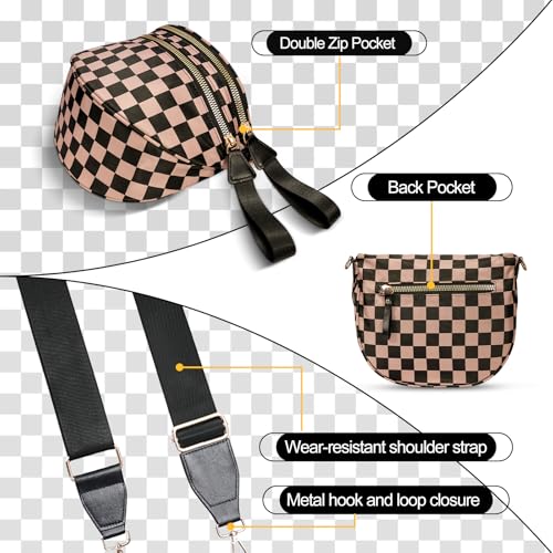 Image of Checkered Crossbody Bag, Bum Bags for Women Crossbody,Spacious Sling Bag Purse Fanny Packs with Shoulder Strap