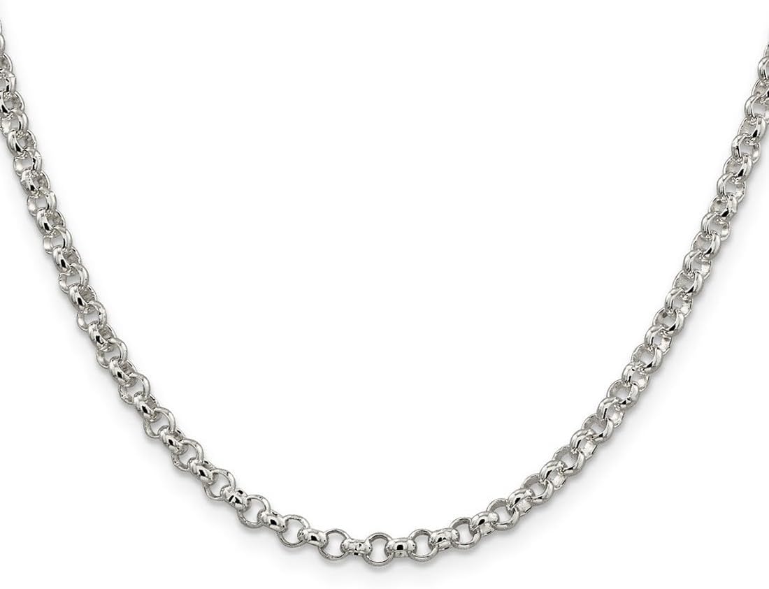 JewelryWeb 925 Sterling Silver Solid Polished 4mm Rolo Bomb Chain Necklace Lobster Claw Chain Necklace for Women and Men - Image 3