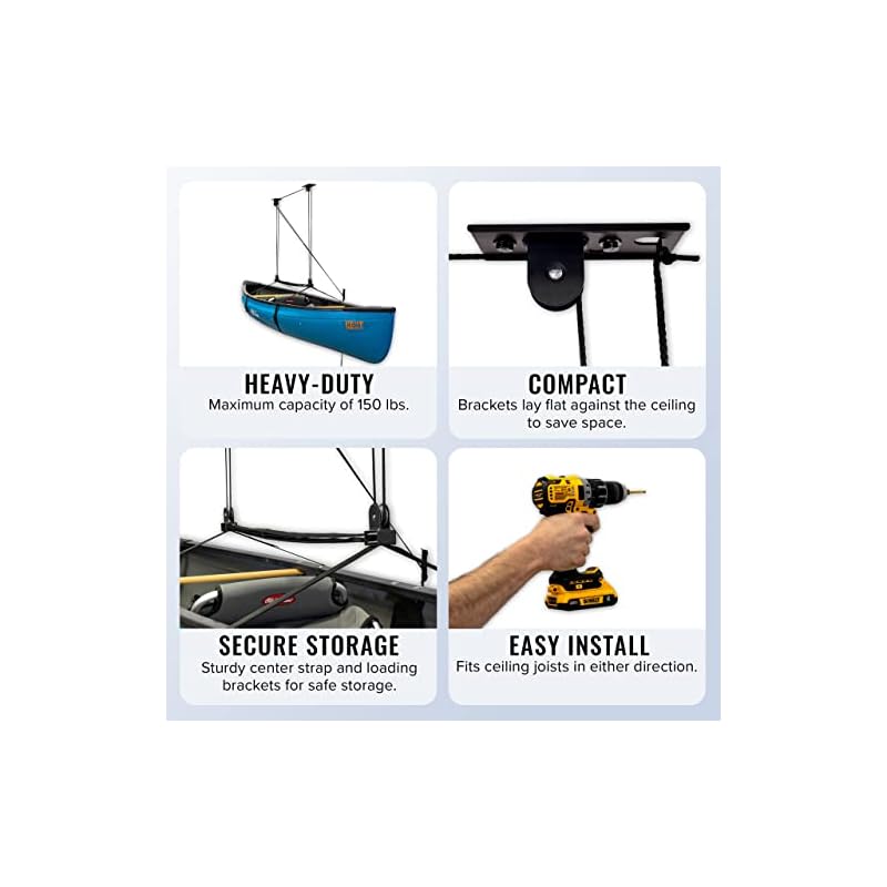 StoreYourBoard Cargo Box Ceiling Storage Hoist, Heavy Duty Holds 150