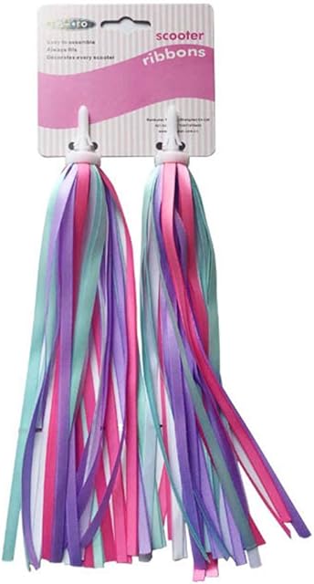 Pveath 1 Pair Kid's Rainbow Bike Streamers For Girls Boys, 2 Pack Baby's Colorful Bicycle Grips Tassel Ribbons, Carrier Accessories Easy Attach To Scooter's/tricycle's/bike's Handlebars (Purple)
