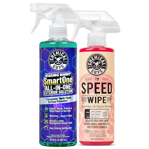 Image of Chemical Guys Raging Rhino Waterless Car Wash & Spray Protectant 20 Fl Oz + Speed Wipe Quick Detailer High Gloss Cherry Scent for Paint, Glass, Wheels & Trim 16 oz