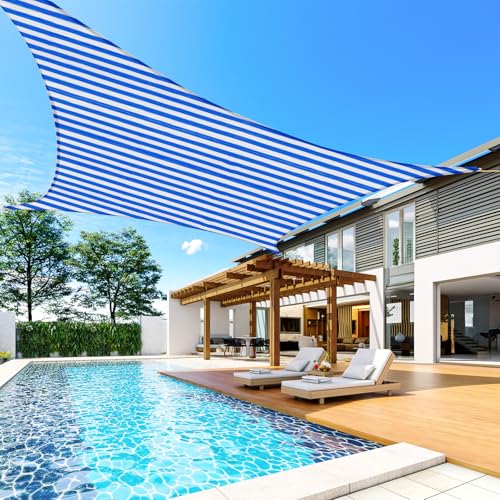 Toldo parasol rectangular de 20x26 pies y 185g/m² blanco azul para patio exterior 6