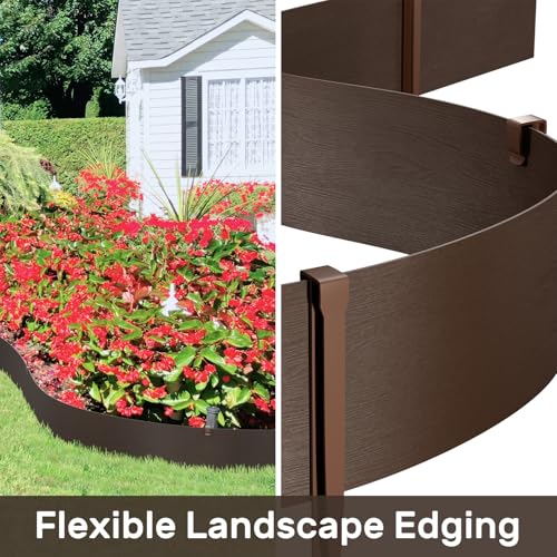 AGTEK 60FT Plastic Landscape Edging Coil Kit, 4 inch High Terrace Board Garden Edging Border with 18 Stakes by AGTEK - Image 3
