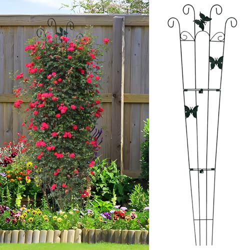 Traliccio da giardino per arrampicata all'aperto alto pieghevole in metallo graticcio antiruggine schermo in filo di ferro per rampicante in vaso Rose Clematis Outdoor Indoor Garden Obelisco Traliccio
