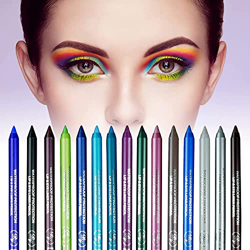 Rdgwfb 15 Colors Eyeliner Pen Set, Eyeliner Pencil Set, Waterproof Colorful Eyeliner Kit Long Lasting Eyeshadow Pencil Professinal Eye Makeup Set Pearl Eye Liner For Women #TOP7