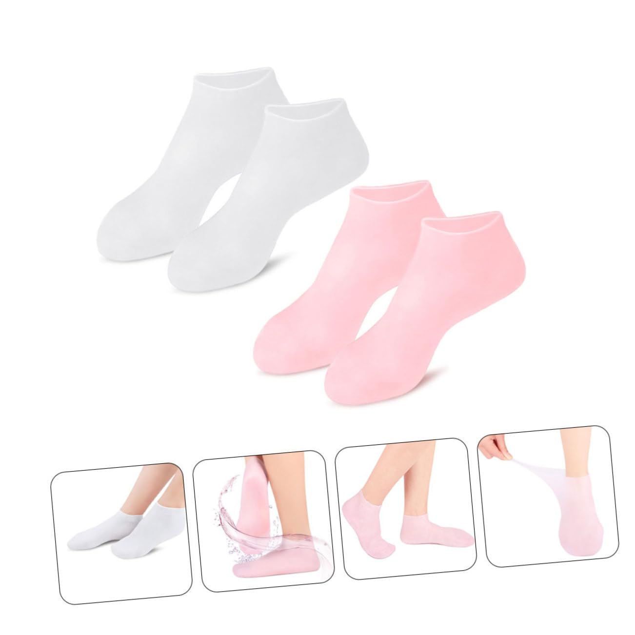 Balacoo 2 Pairs Exfoliating Moisturizing Socks for Dry Cracked Feet Heel Protector Spa Foot Care Socks