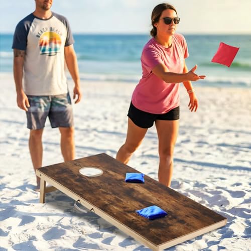 Image of Sportdo 4x2 ft Solid Wood Cornhole Set with 8 Bean Bags, Regulation Size Cornhole Board Set for Adults, Cornhole Game Set for Tailgate Backyard Toss Games Indoor&Outdoor Activities