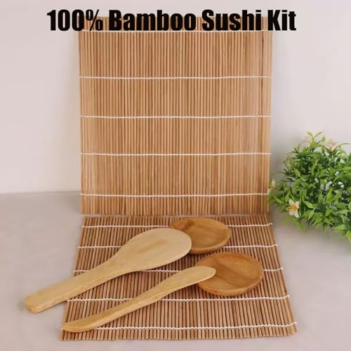 Sushi Making Kit,11 Piece Premium Beginner Sushi Maker Set with Roll Bamboo Mat, Chopsticks, Soy Dishes, Natural Japanese Cooking Tools, Make California rolls,Ideal Gift for Home Chefs