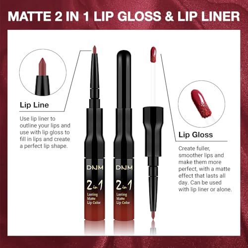 Image of evpct 1Pcs Dark Oxblood Red Matte Lip Liner and Liquid Lipstick Stain Makeup Set for women, Red Long Lasting Smudge Proof Lipstick labiales matte mate larga duracion listip 24 hours originales, 30#