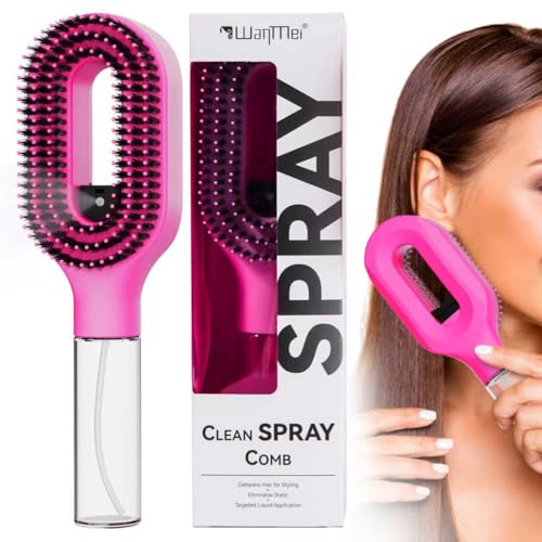 Curl Refresh Detangling Brush with Fine Mist Spray | Anti-Breakage & Frizz Control for Curly Hair | Wet or Dry Styling | Travel Friendly (2, black)