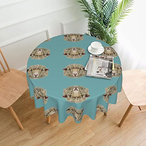 Psvod Sheep Head Animal Round Tablecloth 60 Inch Decorative Tablecloth Washable For Dining Tables And Outdoors #TOP22