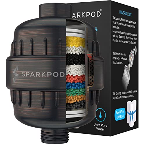 SparkPod 23 Stage Shower Head Filter for Hard Water - High Output Universal Shower Filters to Remove Toxic Chemicals, Chlorine & Heavy Metals (Luxury Polished Chrome)
