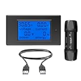 HiLetgo PZEM-051 DC Digital Ammeter Voltmeter DC6.5-100V 0-100A Multi-Functional Voltage Current Power Energy LCD Display Meter with 100A Shunt Dual USB Cable