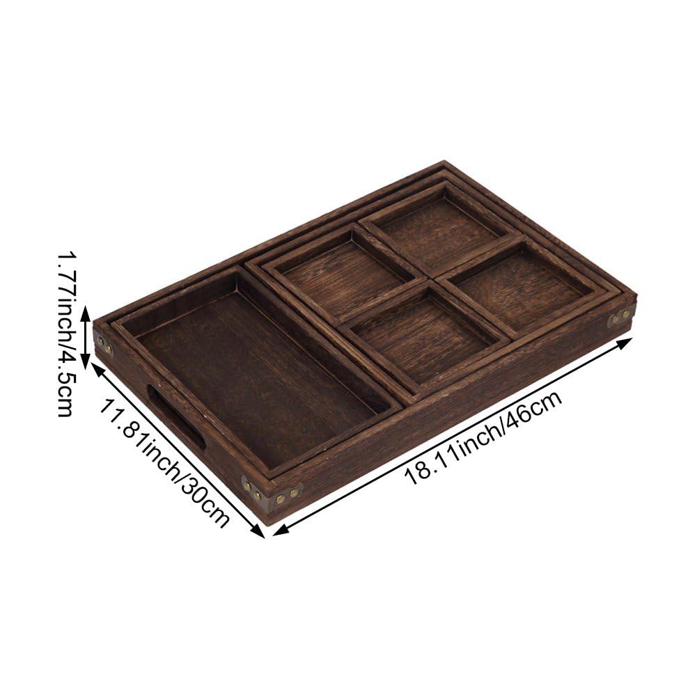 Assiette À Thé en Bois Assiette De Petit Déjeuner Vintage Plateau De Service Rectangulaire Accessoires De Thé Japonais pour Nourriture Thé Boissons Au Café