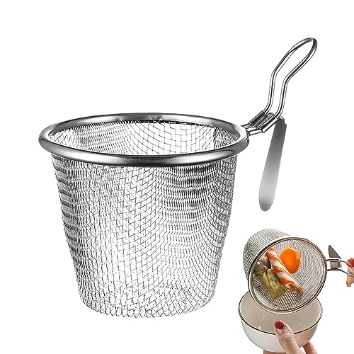 Cesta para freír, colador de cesta para freidora, escurridor de cesta de cocina de acero inoxidable...
