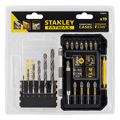 STANLEY - FatMax STA88554-XJ STANLEY Black and Decker Coffret 19-Pieces Forets Metal et Embouts de vissage Impact