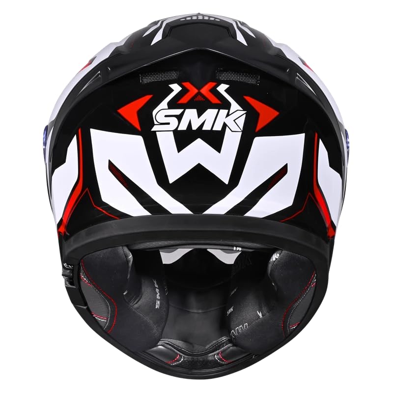 Image of SMK Typhoon AZONIX Full Face Motorcycle Helmet, Dual Visor, Black-White-Red